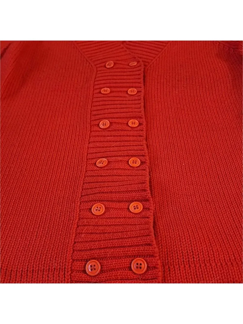 Vtg 60s 70s Sears Red Double Breasted Grandmacore Mod Knit Sweater Bell Sleeve S